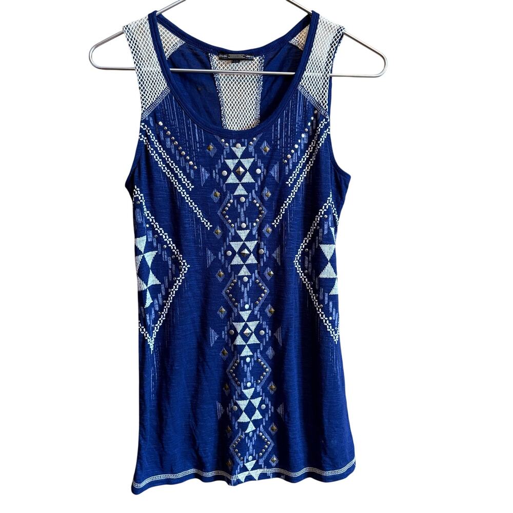 Miss Me Blue and White Tank Top Size L